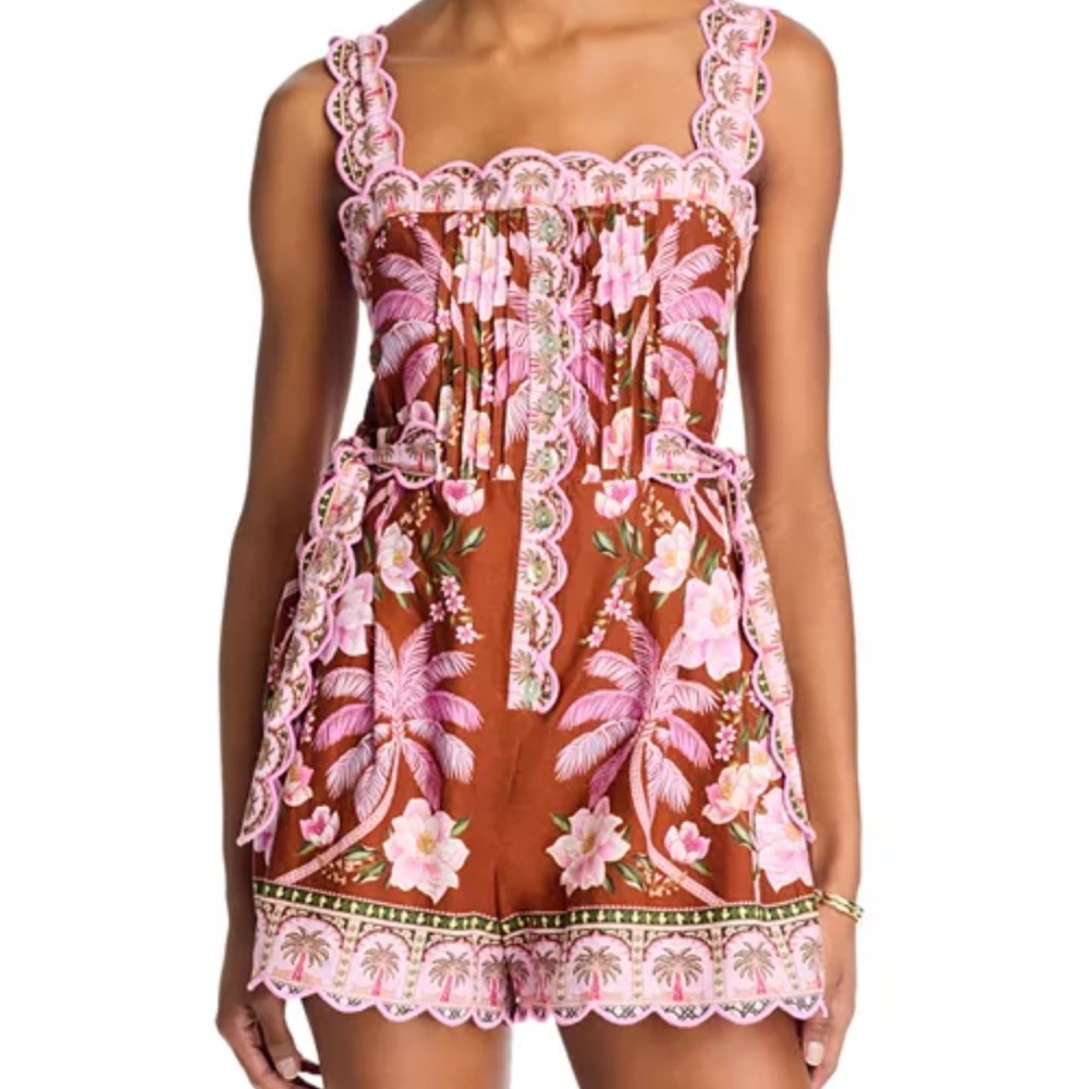 FARM Rio Brown and Pink Floral Jumpsuit